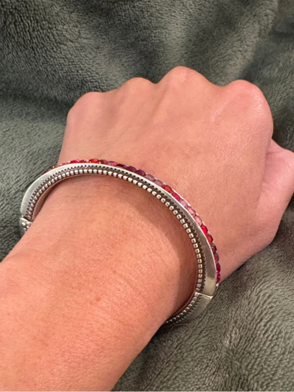 Brighton Silver-Tone Bracelet with Pink and Red Crystal Inlay